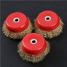 Heavy Dirty Removal Crimped Wire Wheel Brush , Brass Coated Knotted Wire Cup Wheel