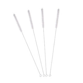 Drinking Straw Nylon Pipe Cleaning Brushes Wear Resistant Stainless Steel Handle