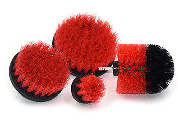 Red Drill Cleaning Brush Attachment Kit Plastic Material For Household Cleaning